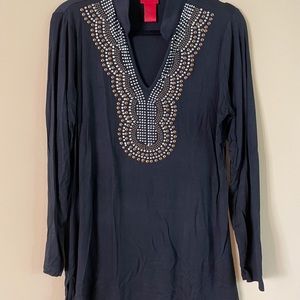 V Cristina Black Tunic with Studs and Crystals